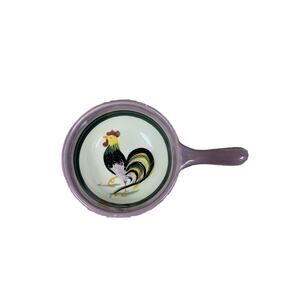 HENRIOT QUIMPER Individual Small Skillet Keraluc Rooster 519 Design Egg Vintage